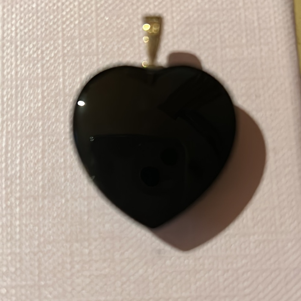 14k onyx heart pendant - Picture 2 of 3
